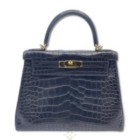 Pre-Owned Hermes Kelly 28 Noir Alligator Mat Gold Hardware D Engraved | Tokyo 🇯🇵