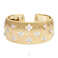 BUCCELLATI COLLECTION YELLOW GOLD MACRI CUFF BRACELET WIDE WITH DIAMONDS | Amsterdam 🇳🇱