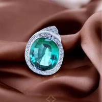 Tourmaline White Gold Ring paved with diamonds | Geneve 🇨🇭