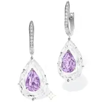 SHINE - AMETHYST AND ROCK CRYSTAL LARGE EARRINGS | Geneva 🇨🇭