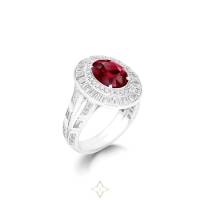 Jewelled Vault 2.96ct Oval Pigeon's Blood Ruby and Diamond Ring | London 🇬🇧