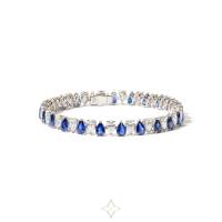 18K White Gold, Sapphires & Diamond Pear Bracelet | Toronto 🇨🇦
