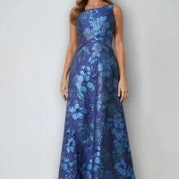 ONE SHOULDER BROCADE METALLIC FLORAL A-LINE GOWN | FL 🇺🇸