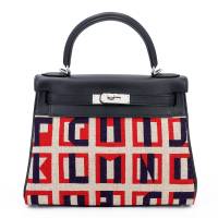 HERMÈS Limited Edition Kelly 28 Toile de camp Black (89) Canvas Swift | Hong Kong 🇭🇰