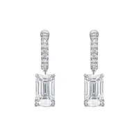 4.29ct Emerald Cut Diamond Drop Hoop Earrings | Kent 🇬🇧