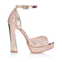 PINK METALLIC SUADE SANDAL WITH SWAROVSKI CRYSTALS AND REVERSPECTIVE HEEL ROSE GOLD (13 CM) | Madrid 🇪🇸