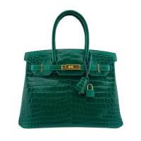 Hermès Emerald Shiny Niloticus Crocodile Birkin 30 Gold Hardware, 2014 | Central 🇭🇰