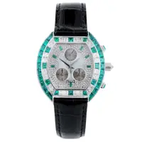 Vintage Piaget Chronograph 14488 18k WG, Emerald & Diamonds wristwatch | London 🇬🇧