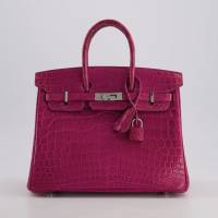 HERMÈS BIRKIN 25 RETOURNE BAG IN ROSE SCHEHERAZADE NILOTICUS POROSUS | London 🇬🇧