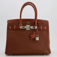 HERMÈS BIRKIN 30 TOUCH BAG IN MIEL CHÈVRE MYSORE AND CROCODILE NILOTICUS LEATHER | London 🇬🇧