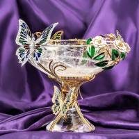 Yellow & White Gold Rock Crystal Quartz & Diamond Decorative Bowl | London 🇬🇧