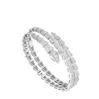SERPENTI VIPER TWO-COIL 18 KT WHITE GOLD BRACELET SET WITH FULL PAVÉ DIAMONDS | Palermo 🇮🇹