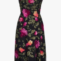 CAROLINA HERRERA Black Multi Floral Embroidered Tulle Midi Dress | CT 🇺🇸