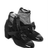 CHANEL Black mesh ankle boots with bow detail Spring 2023 | Paris 🇫🇷
