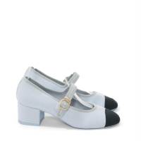 CHANEL Light blue mary jane low heel shoes with black CC toes | Paris 🇫🇷