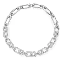 Messika So Move XL Pavé Necklace in White Gold & Diamonds | Saint-Laurent-du-Var 🇫🇷