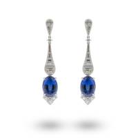 18K WHITE GOLD, TANZANITE & DIAMOND DROP EARRINGS | Central 🇭🇰
