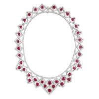 White Gold, Burmese Ruby and Diamond Collar Necklace | NY 🇺🇸