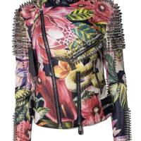 Philipp Plein Floral Leather Biker Jacket with Studs | Amsterdam 🇳🇱