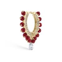 Pavé Diamond Ruby Coronet with Diamond Briolette Hoop Earring | London 🇬🇧