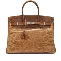 Hermès Poussiere, Poudre and Ficelle Tri-Color Shiny Porosus Crocodile Birkin 35 | Paris 🇫🇷