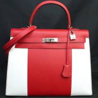 HERMES Sellier Kelly 35 Flag Handbag Epsom Leather Rouge Casaque White | Tokyo 🇯🇵