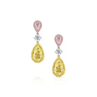 RIVIÈRE 18K GOLD PEAR SHAPED FANCY PINK & YELLOW EARRINGS, GIA CERTIFIED | CA 🇺🇸