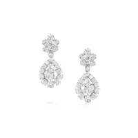 "BULGARI" DIAMOND PEAR DROP PLATINUM EARRINGS - ESTATE | CA 🇺🇸