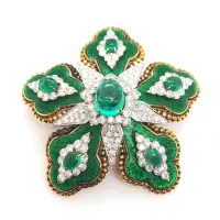 PLATINUM DAVID WEBB EMERALD FLORAL BROOCH, GIA CERTIFIED | CA 🇺🇸