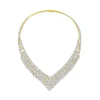 18K YELLOW & WHITE GOLD DIAMOND V-COLLAR NECKLACE | CA 🇺🇸