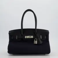 HERMÈS BIRKIN SHOULDER LIGHT 29 BAG IN BLEU INDIGO BLANC & NOIR TISSAGE JEAN & BLEU INDIGO SWIFT LEATHER | London 🇬🇧