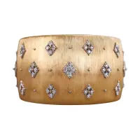 BUCCELLATI YELLOW GOLD DIAMOND WIDE CUFF BRACELET 4.0 | Palm Beach, FL 🇺🇸