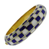 TIFFANY & CO. GOLD BLUE CORAL MOTHER OF PEARL BANGLE BRACELET | FL 🇺🇸