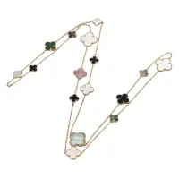 VAN CLEEF & ARPELS MAGIC ALHAMBRA MOTHER OF PEARL ONYX 16 MOTIF NECKLACE | FL 🇺🇸