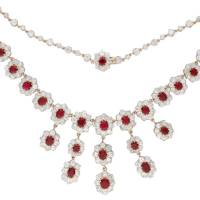 Pigeon's Blood Burmese Ruby & Diamond Necklace/Tiara, Circa 1915 | London 🇬🇧
