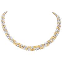 White Gold, Gold, Yellow Diamond and Diamond Two Row Necklace | London 🇬🇧