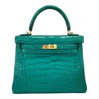 HERMES KELLY 25CM MATTE ALLIGATOR Z6 MALACHITE WITH GHW | London 🇬🇧