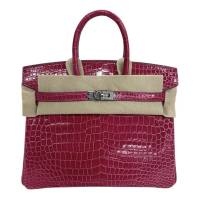 HERMES BIRKIN 25 ROSE POURPRE SHINY ALLIGATOR PHW #U | London 🇬🇧