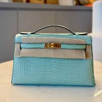 KELLY POCHETTE 22 VERT DEAU MATTE ALLIGATOR WITH GOLD HARDWARE | London 🇬🇧