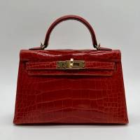HERMÈS MINI KELLY GERANIUM SHINY ALLIGATOR GOLD HARDWARE | London 🇬🇧