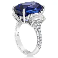 Antique Elongated Cushion Cut No Heat Sapphire & Diamond Three Stone Ring | IN 🇺🇸