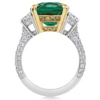 7.79 Carat Cushion Emerald Three-Stone Ring | IN 🇺🇸