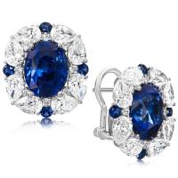 Fancy Mixed Shape Sapphire & Diamond Halo Earrings | IN 🇺🇸