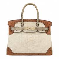 HERMÈS Birkin Ghillies 30 Beton Matte Alligator Lizard Ostrich Square R (2014) | Central 🇭🇰