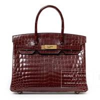HERMÈS BIRKIN 30 BOURGOGNE SHINY NILOTICUS CROCODILE | Richmond 🇨🇦