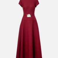 OSCAR DE LA RENTA Floral-appliqué Wool-blend Crêpe Maxi Dress | Munich 🇩🇪