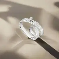 Hermès 18K White Gold & Diamond Kelly Gavroche Double Ring | NY 🇺🇸