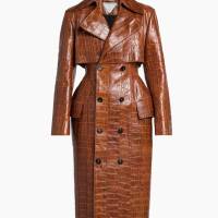 Bottega Veneta  Double-Breasted Croc-Embossed Leather Coat | NY 🇺🇸