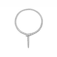 BVLGARI SERPENTI VIPER 18K WHITE GOLD FULL PAVE DIAMOND ALL AROUND COLLAR NECKLACE | NY 🇺🇸