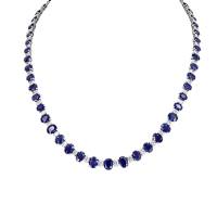 LONDON COLLECTION WHITE GOLD ALTERNATING OVAL DIAMOND AND BLUE SAPPHIRE NECKLACE | NY 🇺🇸
